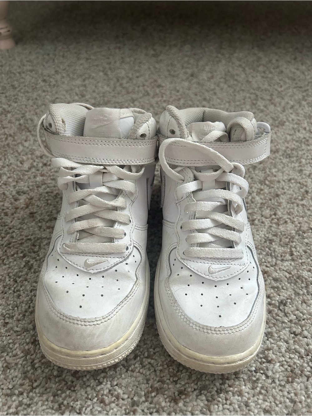 Nike Kids White High-Top Sneakers with Strap